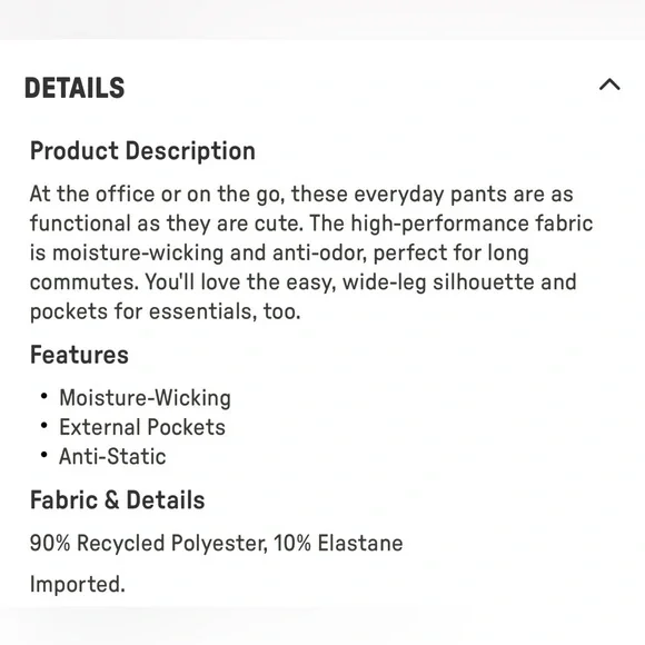 Fabletics Downtown Wide Leg Pants L Tall! - Picture 3 of 4